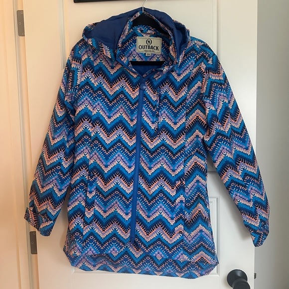 Blue and Pink Chevron Outback Trading Raincoat - Picture 1 of 5